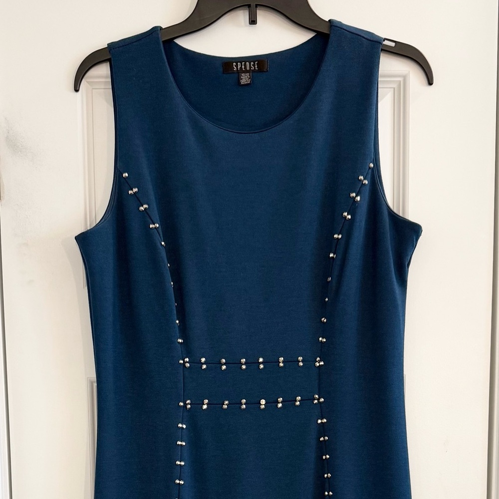 Studded Teal Cocktail Bodycon Sheath Dress Wedding Guest Size 10 - Picture 3 of 8